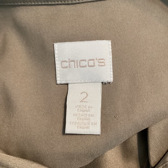 Chico's Button Down Top Size L Brown Long Sleeve - Picture 6 of 7